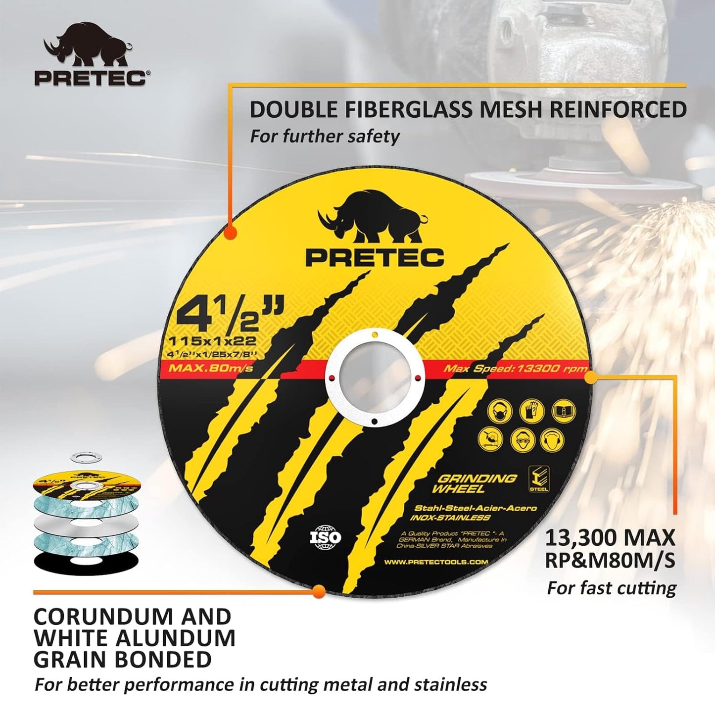 Cut off Wheels 4-1/2", 50+5 Pack Metal Cutting Wheel,Thin 4.5” Metal & Stainless Steel Fast Cutting Discs for Angle Grinder - 7/8" Arbor Hole
