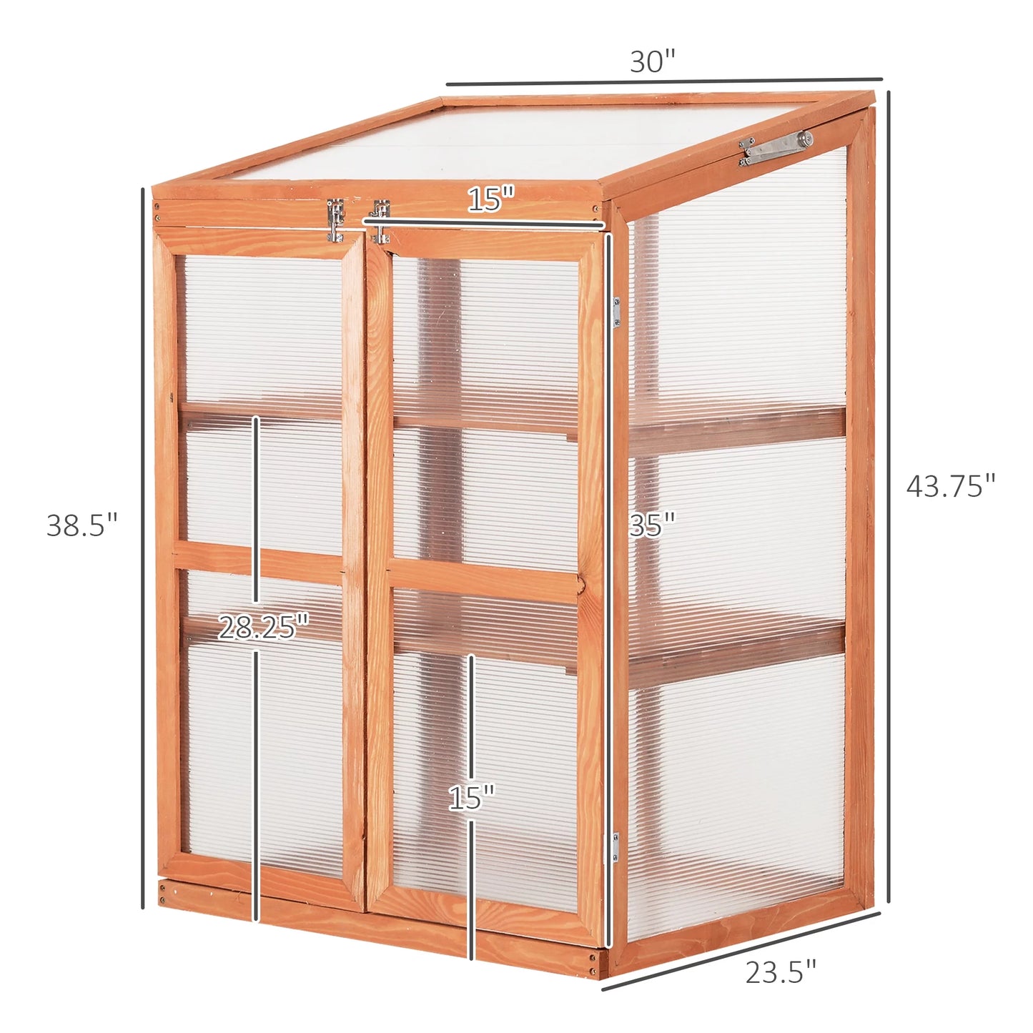 Fir Wood Garden Planter Greenhouse W/ Panels, Shelves, Natural