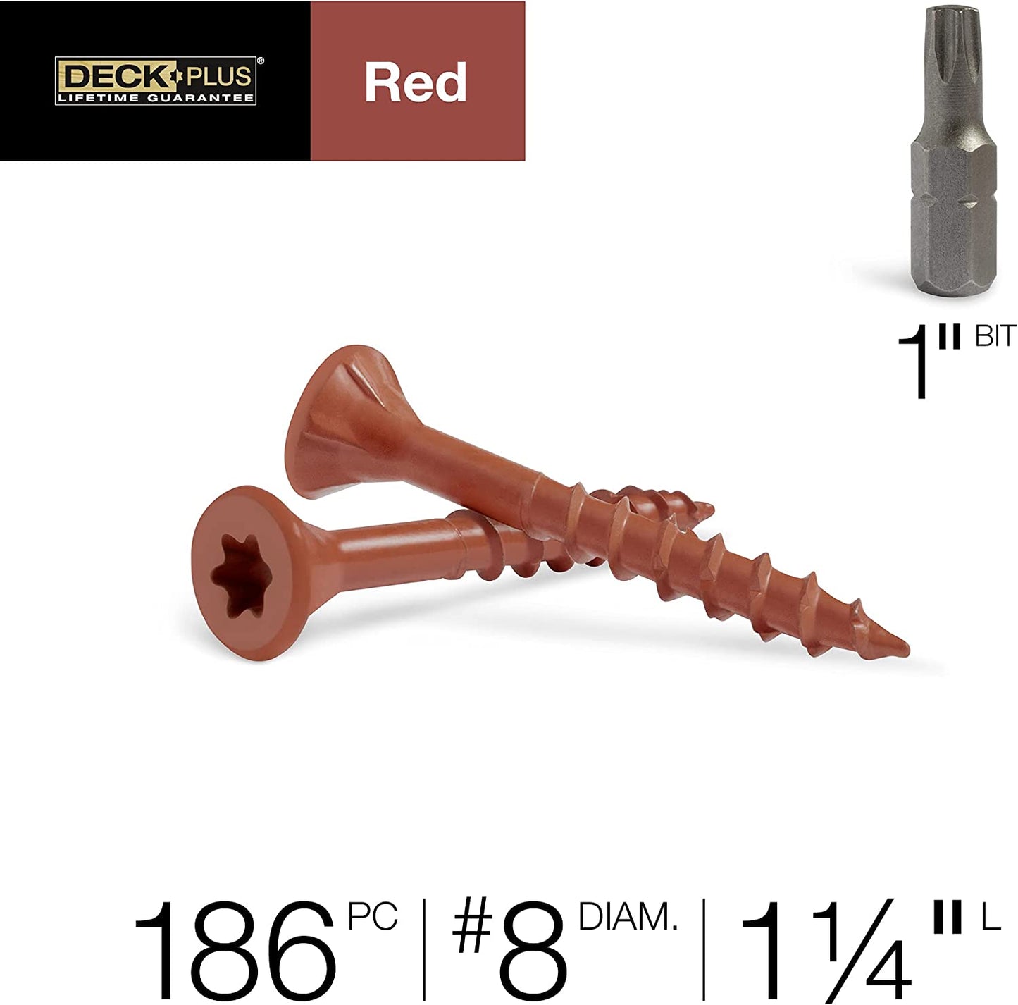 48424 Wood Screws #8 X 1-1/4", Red, 1Lb Box