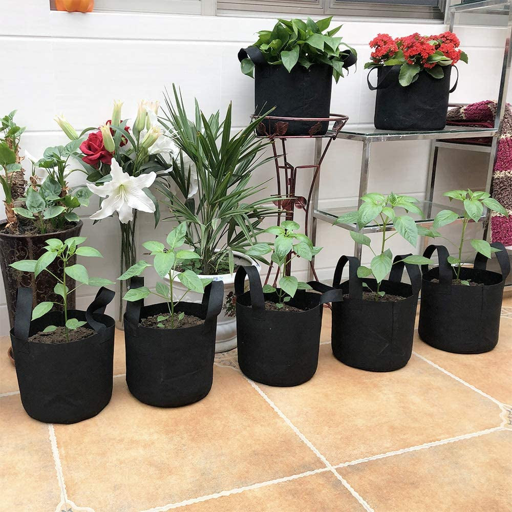8-Pack 3 Gallon Grow Bags, Aeration Fabric Pots with Handles, Heavy Duty Thickened Nonwoven Grow Pots with 8 Pcs Plant Labels