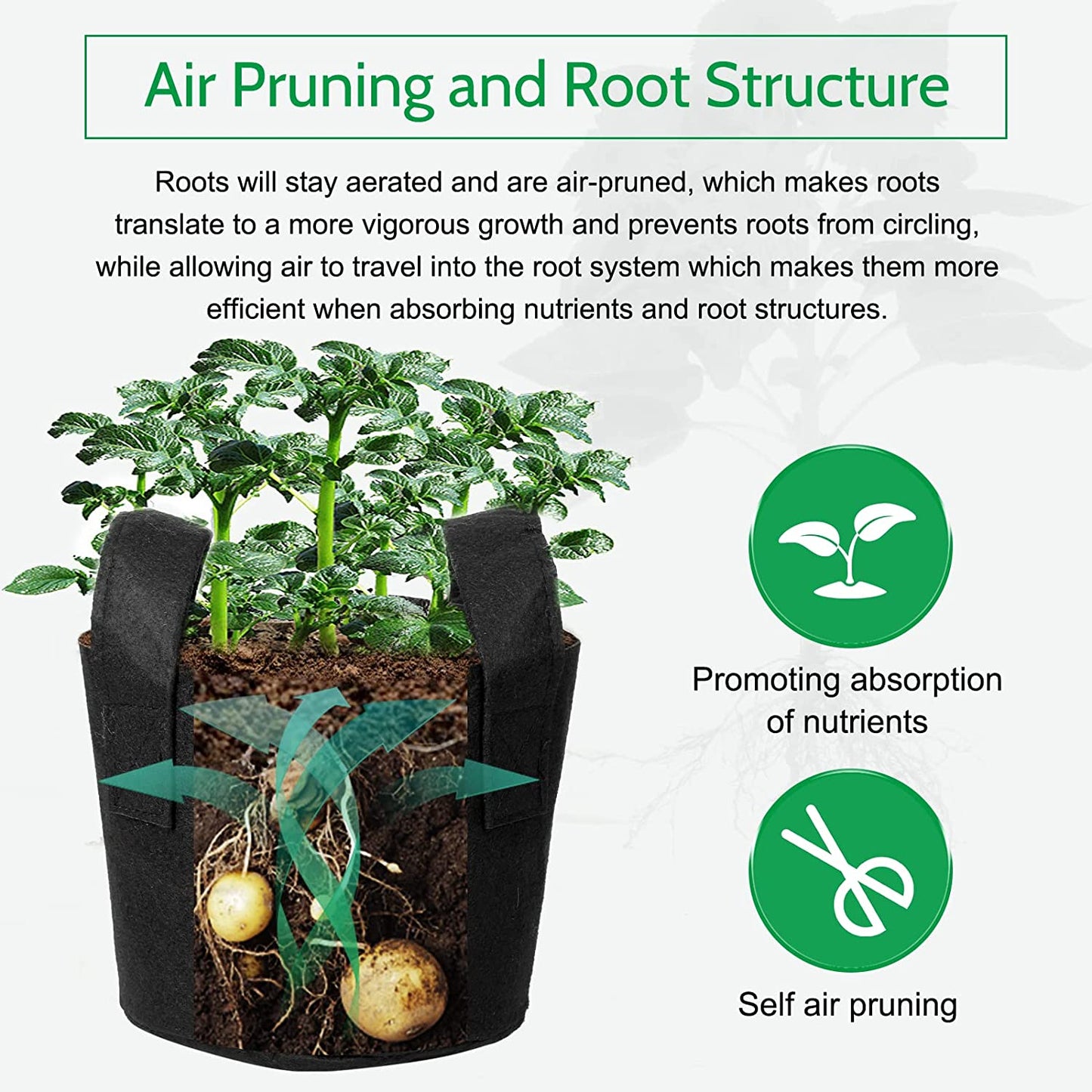 8-Pack 3 Gallon Grow Bags, Aeration Fabric Pots with Handles, Heavy Duty Thickened Nonwoven Grow Pots with 8 Pcs Plant Labels
