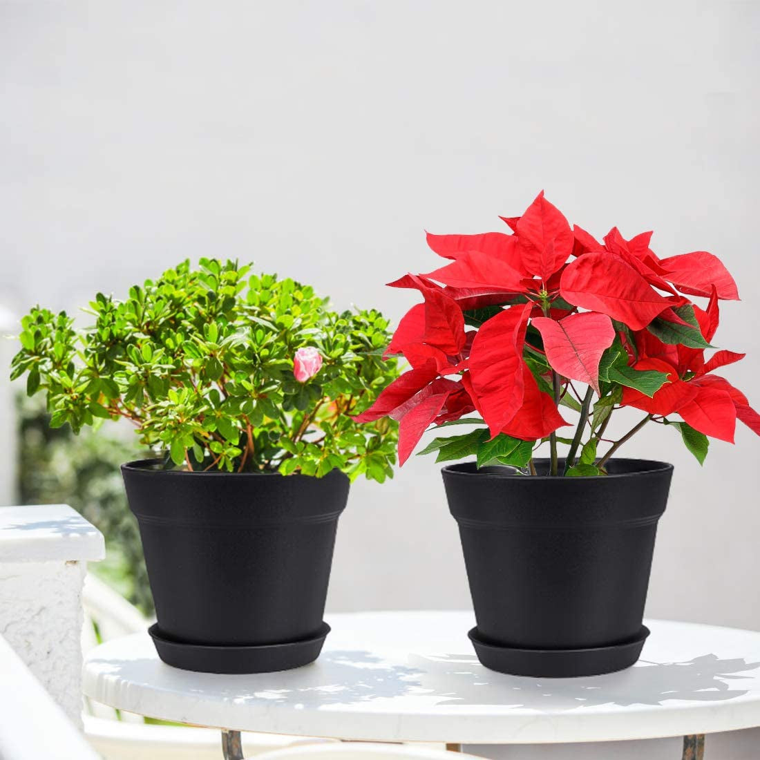 Pots for Plants, 15 Pack 6 Inch Plastic Planters Black