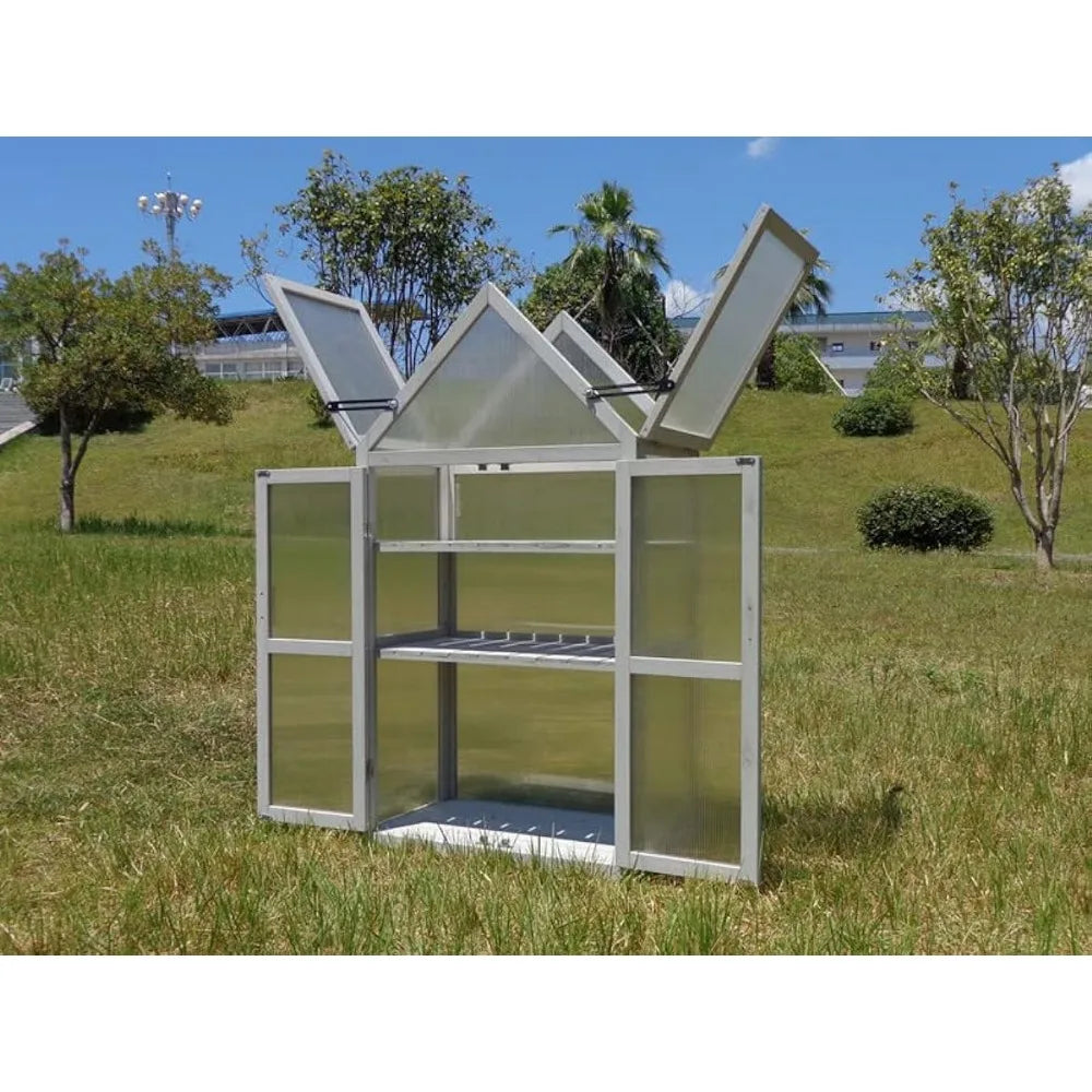 3 Tier Mini Greenhouse Kit, Outdoor Plant Stand W/ 2 Windows, Small Greenhouse, Plant Stand Indoor