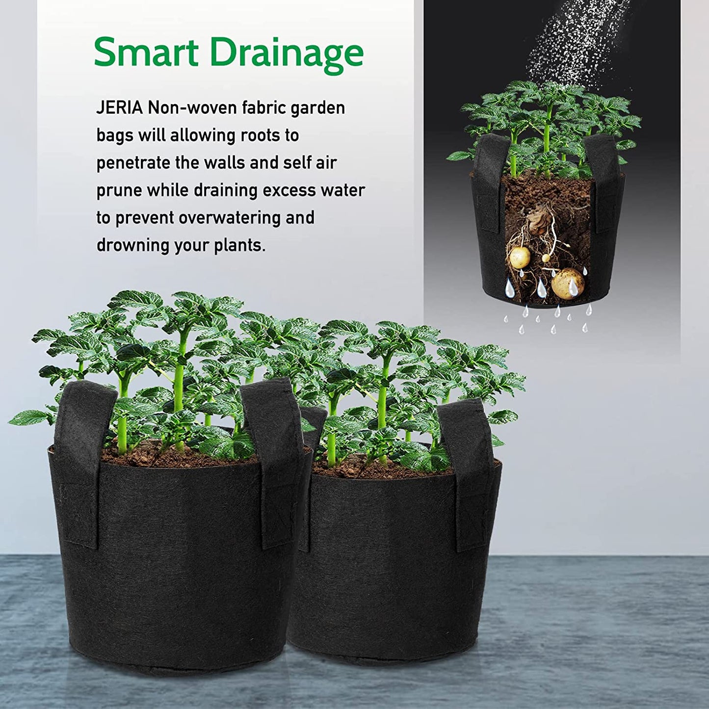 8-Pack 3 Gallon Grow Bags, Aeration Fabric Pots with Handles, Heavy Duty Thickened Nonwoven Grow Pots with 8 Pcs Plant Labels