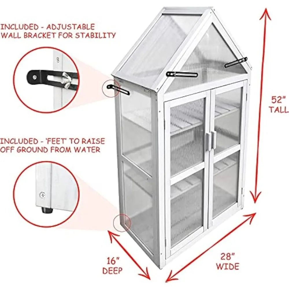 3 Tier Mini Greenhouse Kit, Outdoor Plant Stand W/ 2 Windows, Small Greenhouse, Plant Stand Indoor