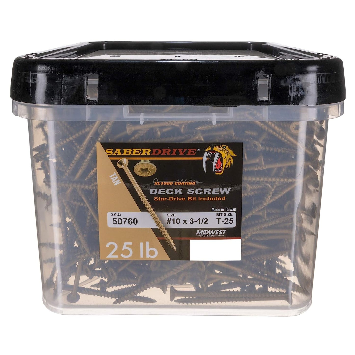 #10 X 3-1/2" Tan XL1500 Coated Exterior Star Drive Multi-Purpose Deck Screws 25 LB, Approx. 1358 Pieces
