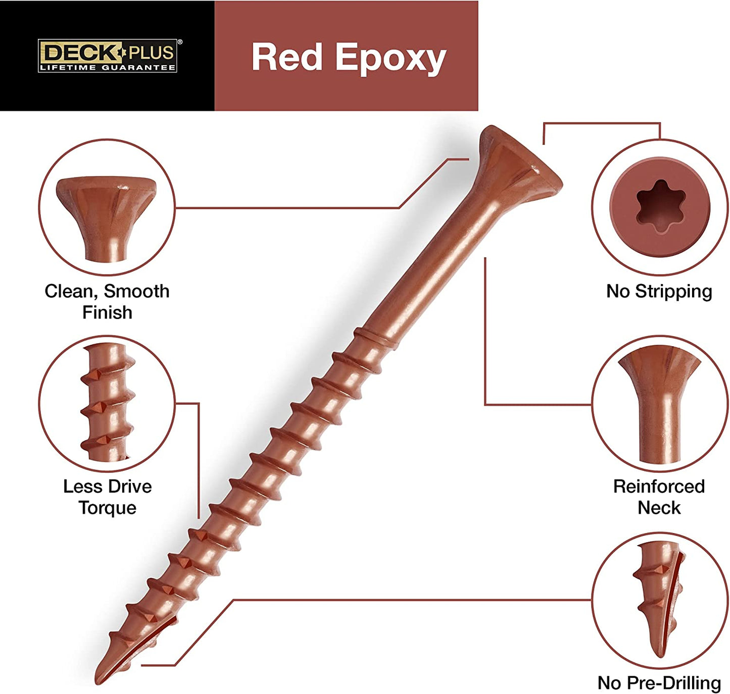 48424 Wood Screws #8 X 1-1/4", Red, 1Lb Box