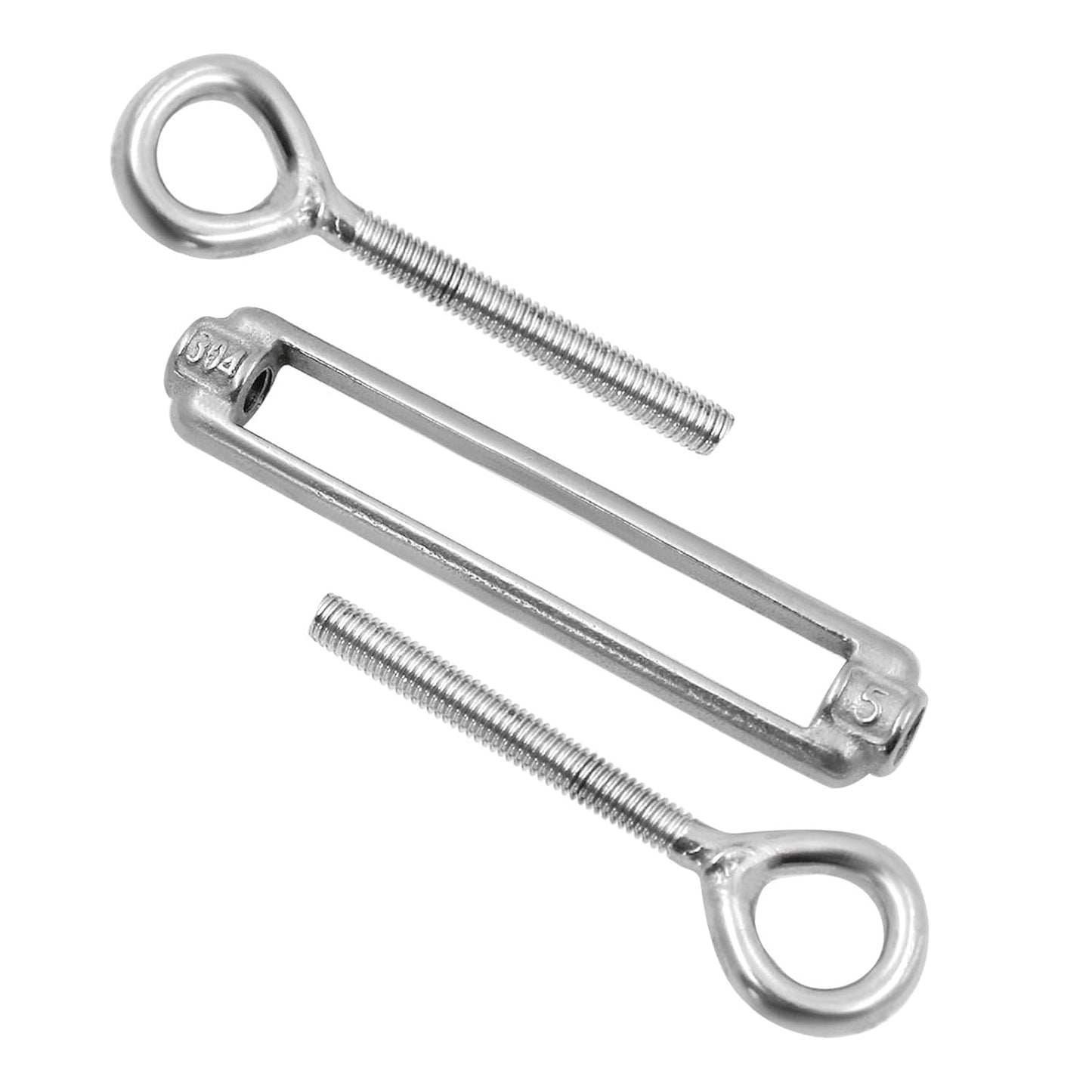 6Pcs M5 Stainless Steel 304 Eye & Eye Turnbuckles Adjustable Wire Rope Tensioner