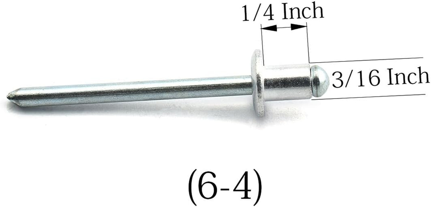 60Pcs 3/16" X 1/4" (6-4) Aluminum Blind Pop Rivet round Dome Head Open End Decorating Fastener Nails Pop Rivets