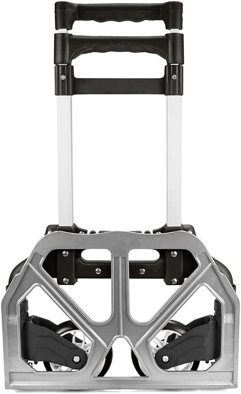 Heavy Duty Hand Truck & Dolly - 150 Lb. Capacity Aluminum Utility Cart with Adjustable Shaft, Folds down to Just 2" by – Moving Equipment, Great for Lifting Boxes & Luggage (Black)