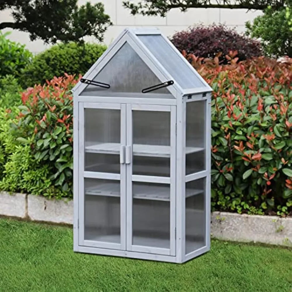 3 Tier Mini Greenhouse Kit, Outdoor Plant Stand W/ 2 Windows, Small Greenhouse, Plant Stand Indoor