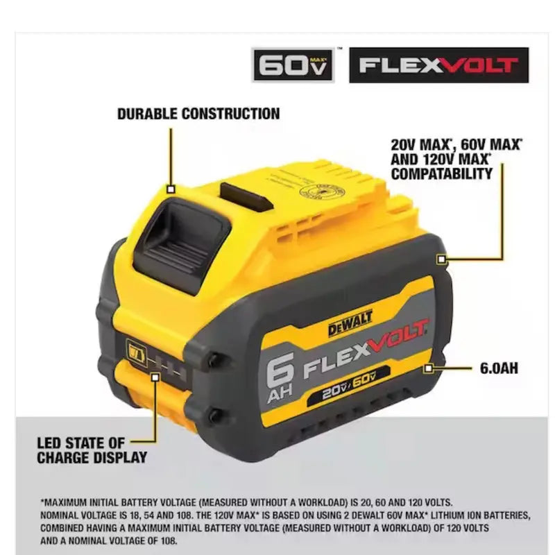 DEWALT FLEXVOLT 20V/60V MAX Lithium-Ion 6.0Ah Battery Pack