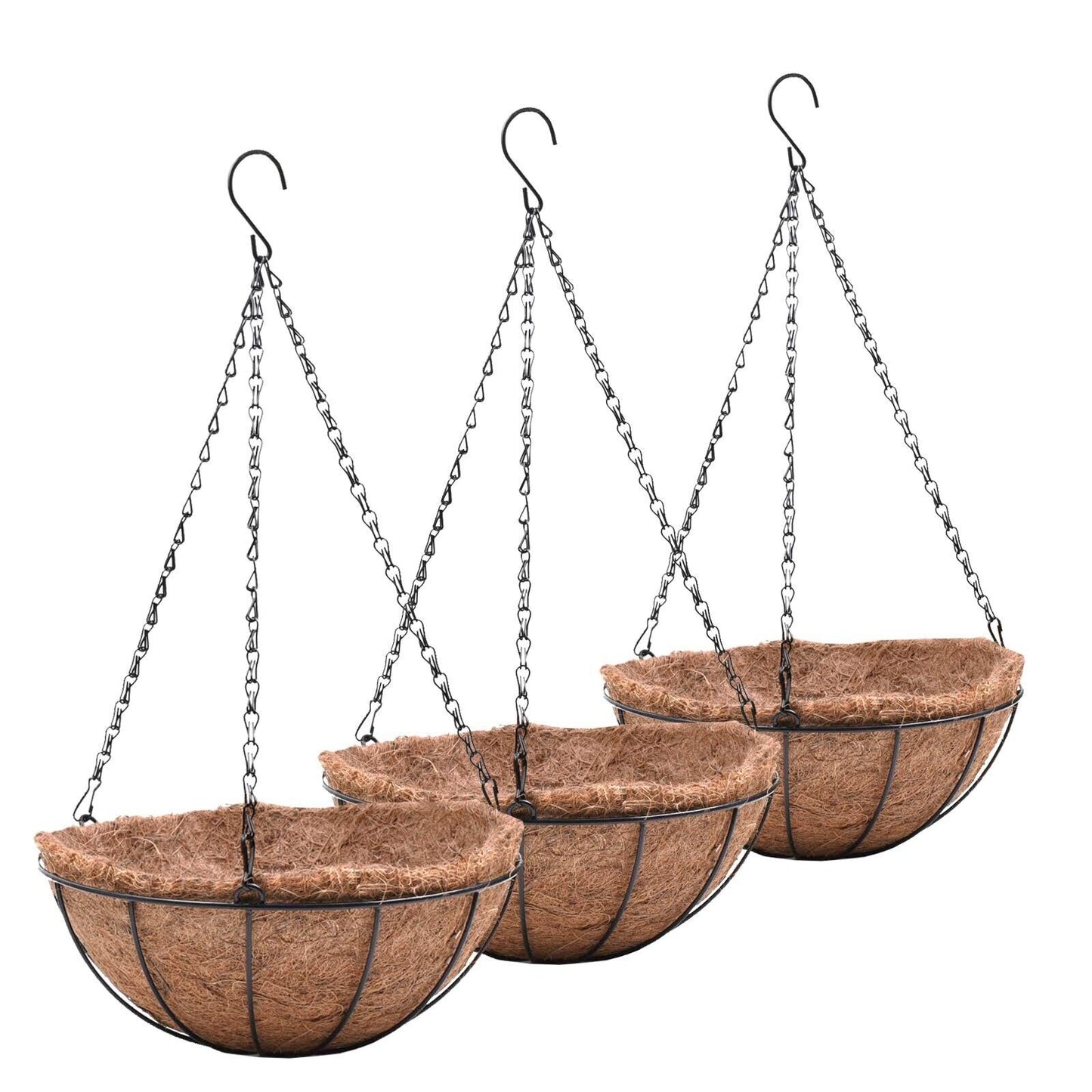 EIMQUVW Metal Hanging Planters Basket Set of 3 Hanging Flower Pots 12 Inch Ch...