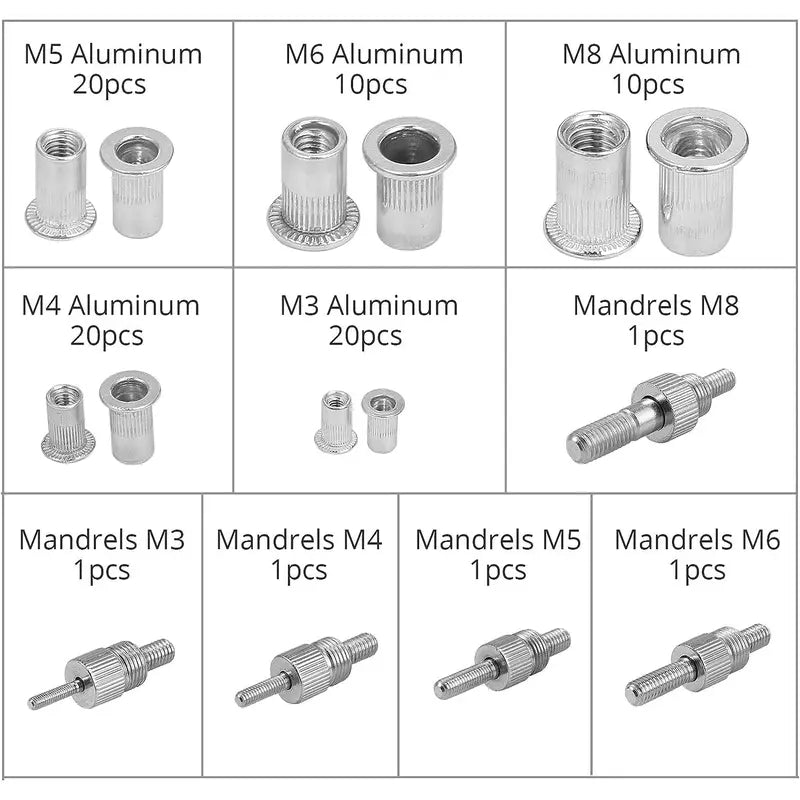 Esynic 86Pcs Heavy Duty Hand Riveter Kit - Rivet Gun with Threaded Rivet Nut Tool - Nut Rivet Tool Kit - Rivet Nutsert Tool Kit - Hand Riveter Rivet Nut Gun with Interchangeable Mandrel (M3, M4, M5, M6, M8)