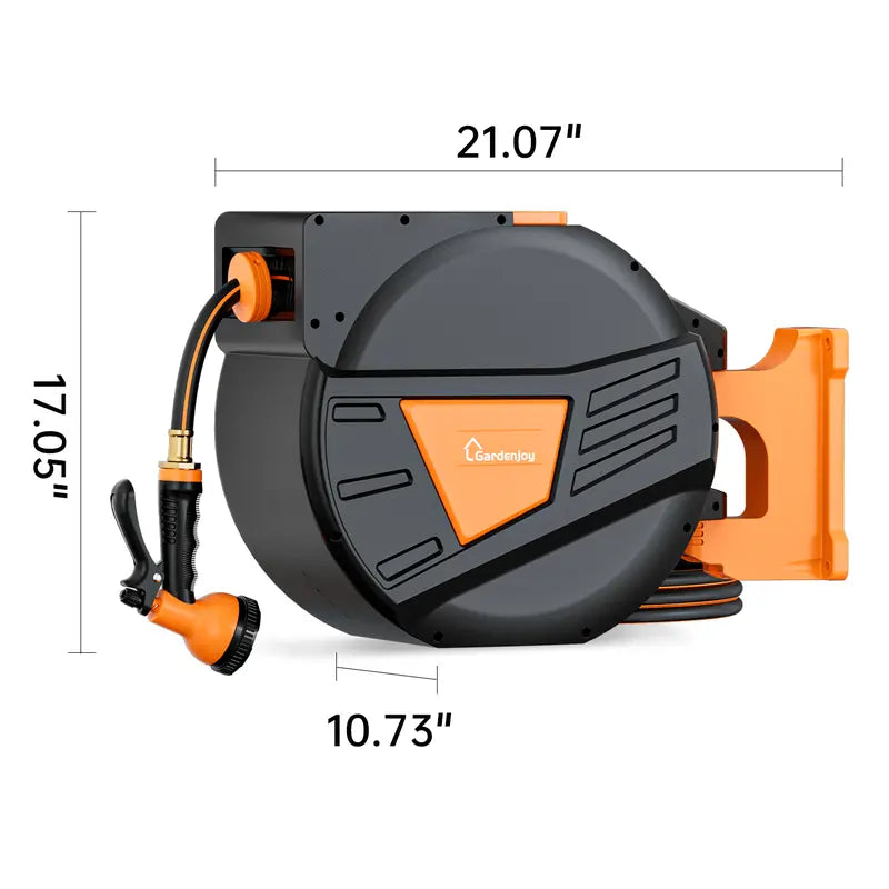 Gardenjoy Retractable Garden Hose Reel-5/8In-65Ft-Orange