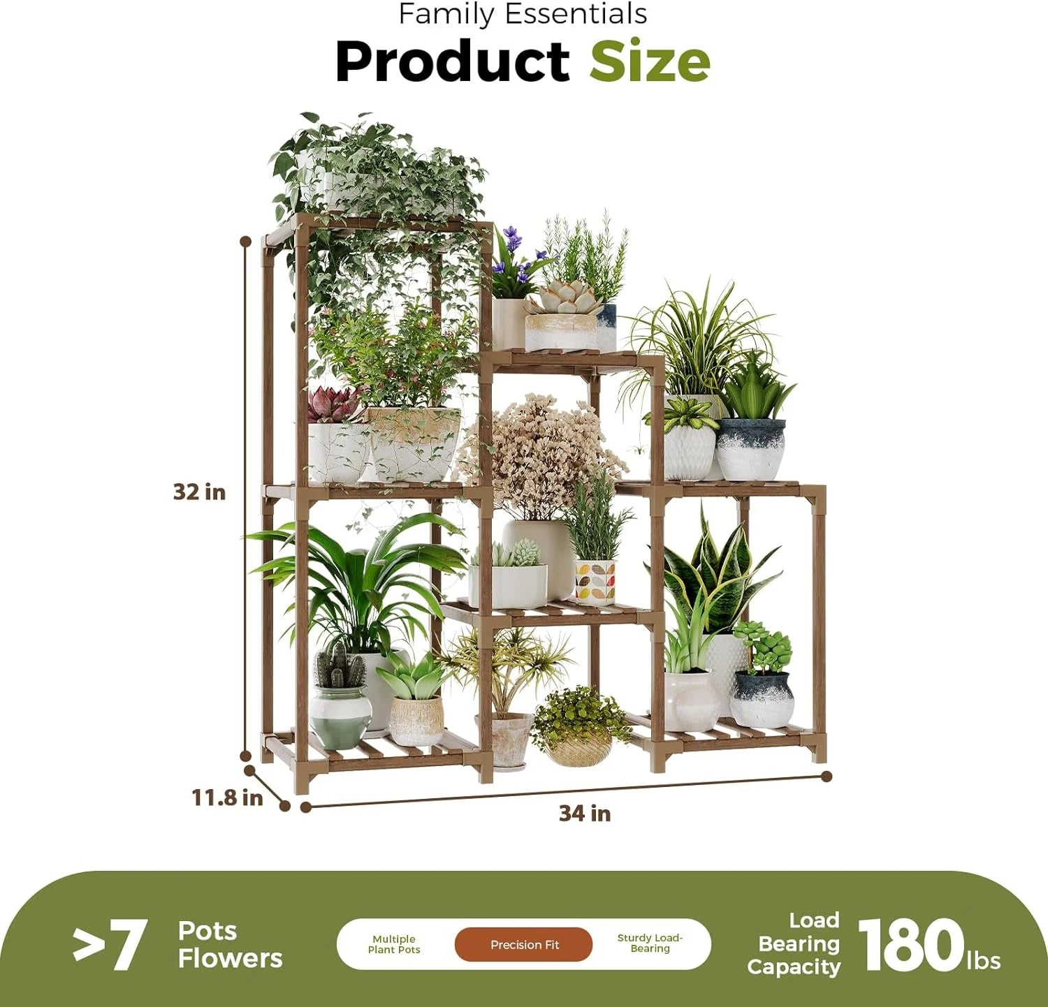 Plant Stand Indoor Plant Shelf Outdoor Wood Tiered Plant Rack for Multiple Plants 3 Tiers Ladder Plant Holder for 7 Plant Pots Boho Home Decor for Gardening Gifts