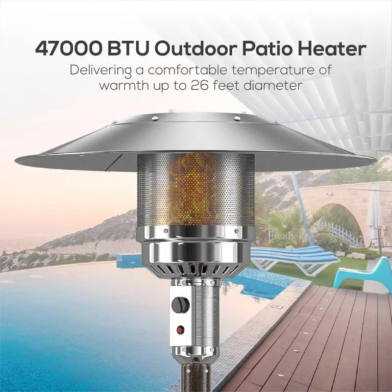 Highland 47,000 BTU Standing Propane Patio Heater, Gray