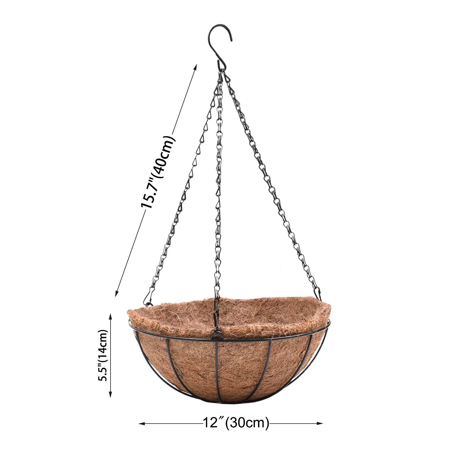 EIMQUVW Metal Hanging Planters Basket Set of 3 Hanging Flower Pots 12 Inch Ch...