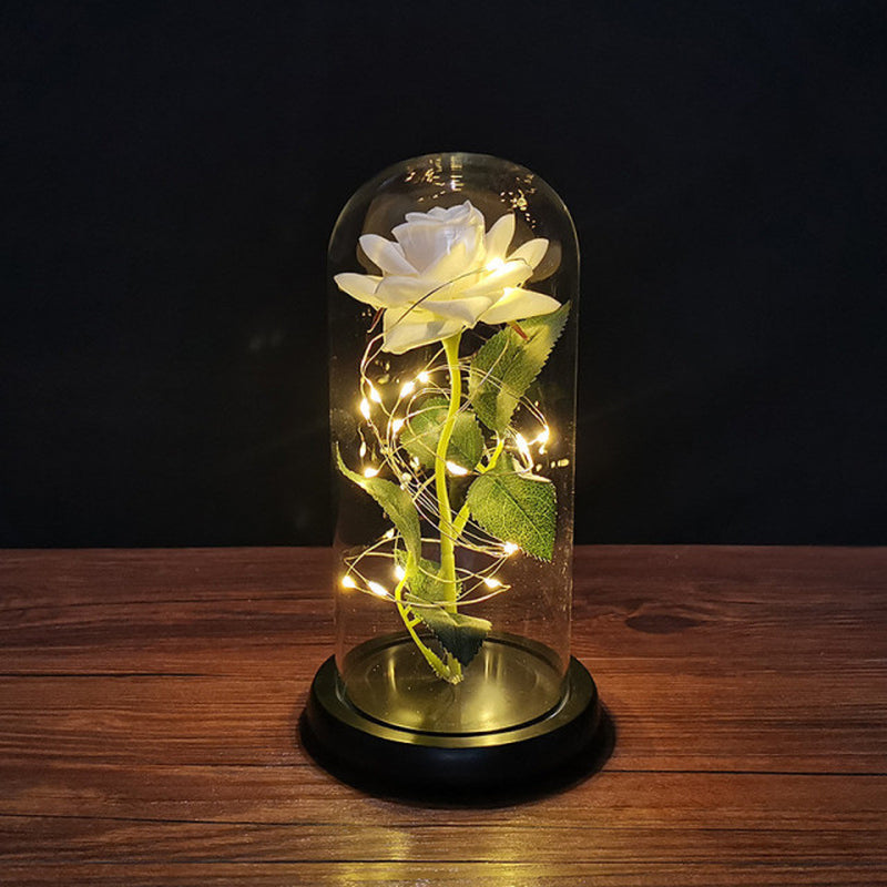 Valentines Day Gift for Girlfriend Eternal Rose LED Light Foil Flower in Glass Cover Mothers Day Wedding Favors Bridesmaid Gift