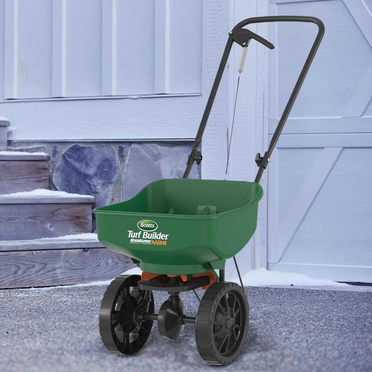 Turf Builder Edgeguard Mini Broadcast Spreader for Seed,Fertilizer,Salt,Ice Melt, Holds up to 5,000 Sq.Ft. Product