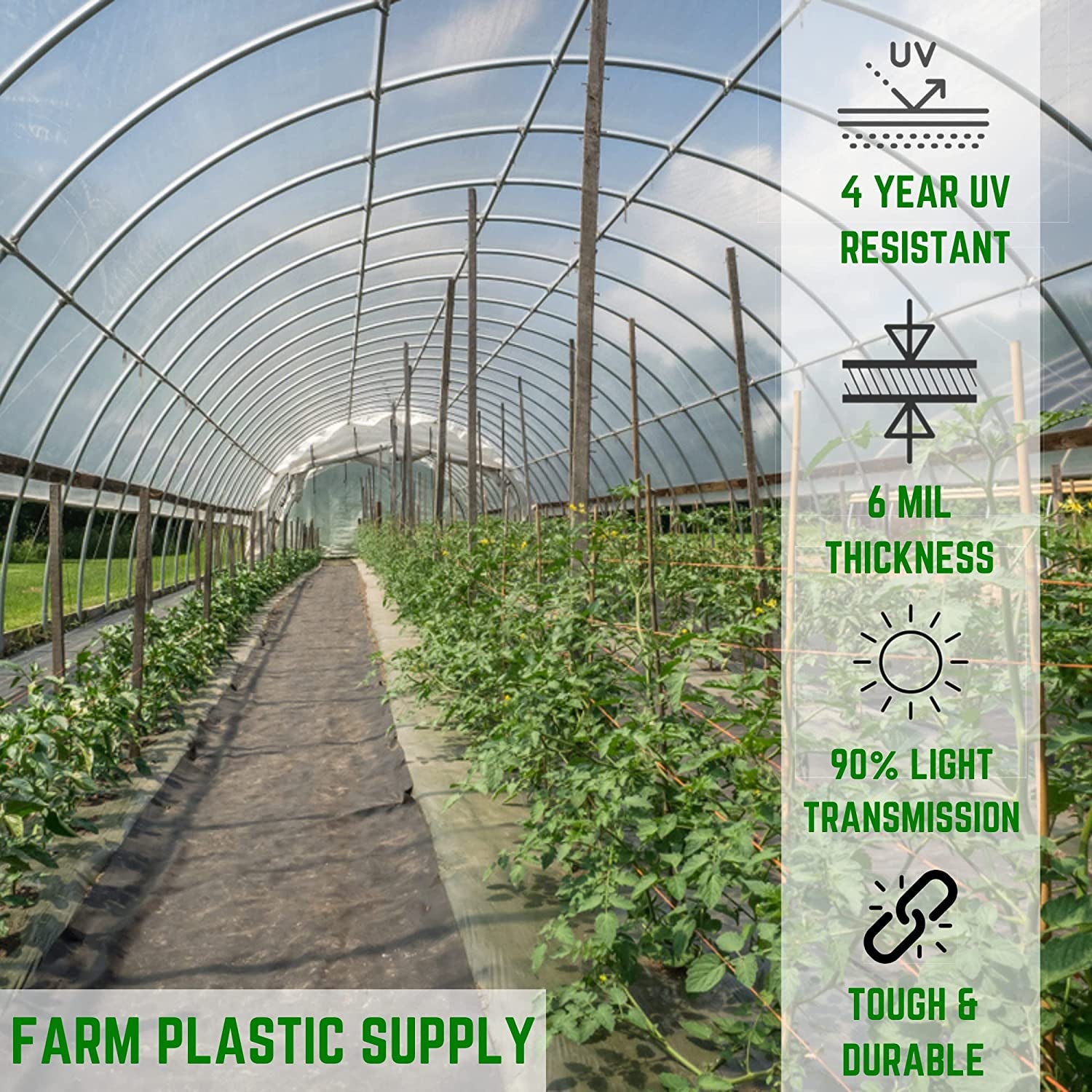 - Clear Greenhouse Plastic Sheeting - 6 Mil - (25' X 40') - 4 Year UV Resistant Polyethylene Greenhouse Film, Hoop House Green House Cover for Gardening, Farming, Agriculture