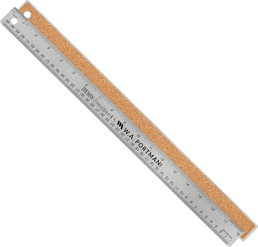 Metal Ruler 18 Inch - Stainless Steel Cork Back Metal Ruler - Premium Steel Straight Edge 18 Inch Metal Ruler - Flexible Stainless Steel Ruler - Imperial and Metric Ruler