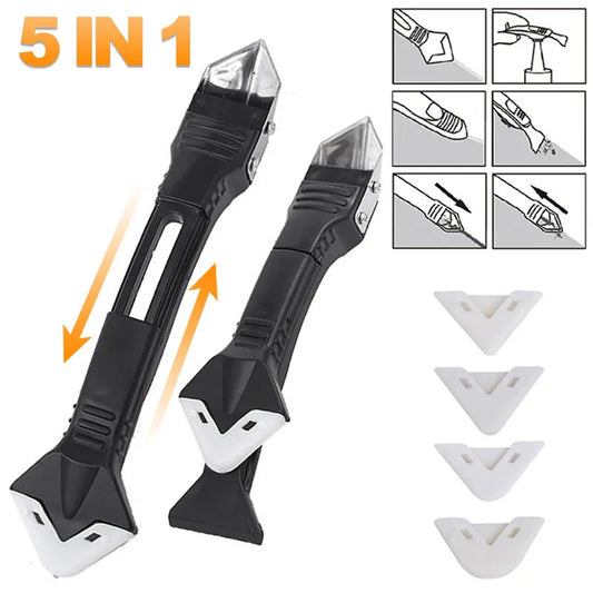 5 in 1 Silicone Scraper Sealant Smooth Remover Tool Set Caulking Finisher Smooth Grout Kit Floor Mould Removal Hand Tools Set