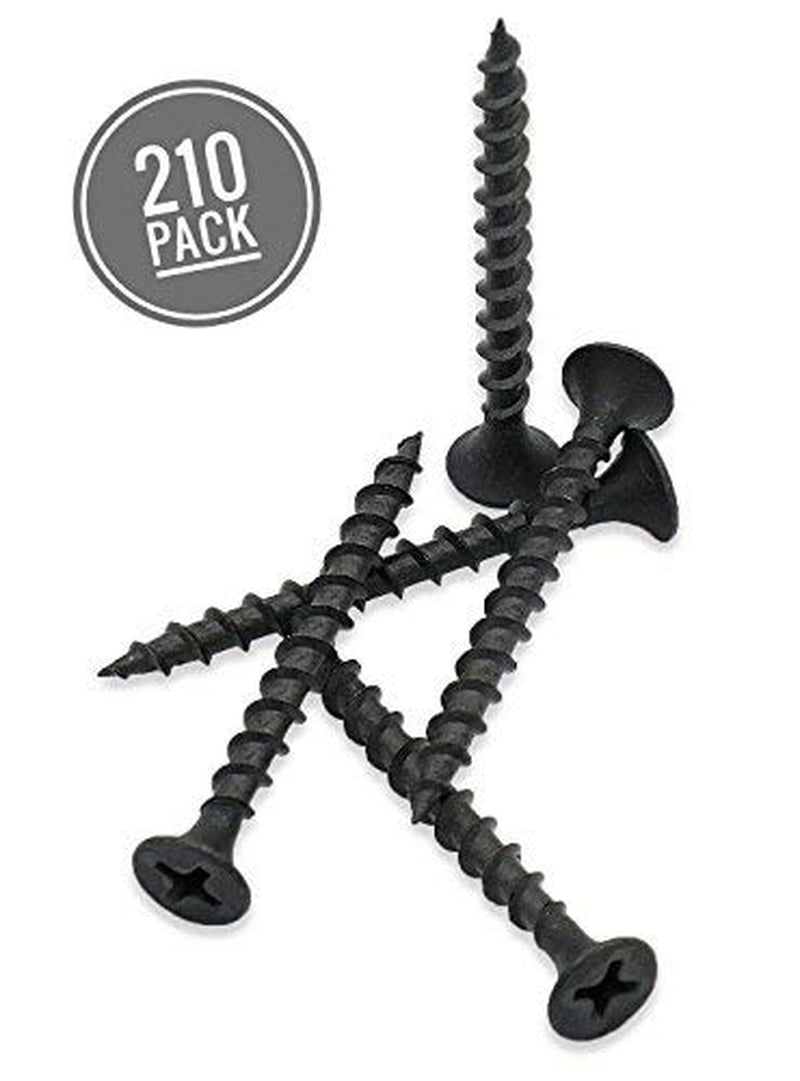 #6 Coarse Thread Sharp Point Drywall Screw with Phillips Drive #2 Bugle Head, 1 Lb/Pound, Black, Ideal Screw for Drywall Sheetrock, Wood and More, 1-5/8 Inch, 210 Pack