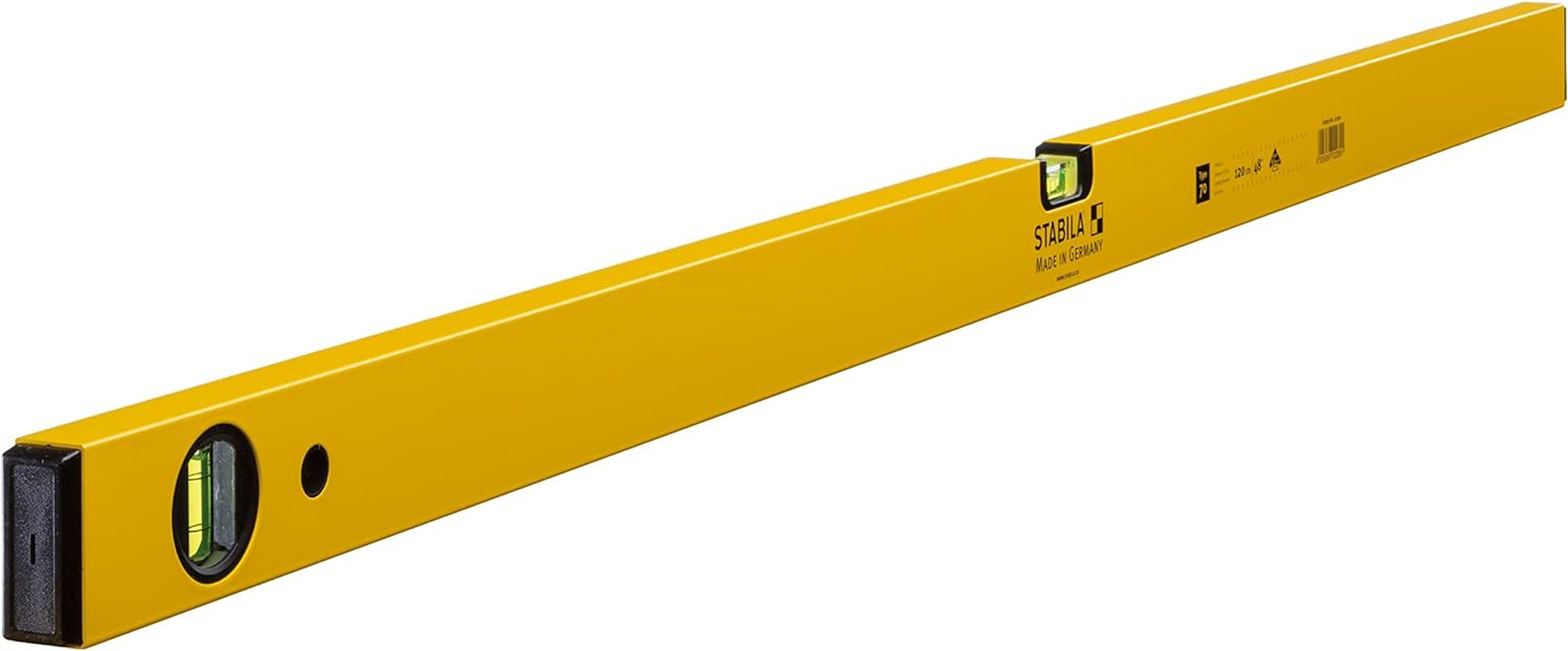 Type 70 Spirit Level, 120 Cm, Lightweight Aluminium Profile, 1 Horizontal Level, 1 Vertical Level, Made in Germany