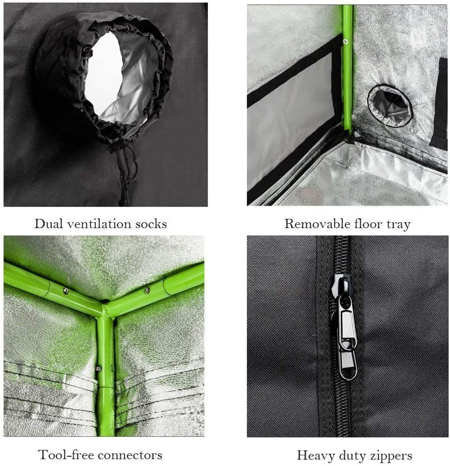 Grow Tent, 8X4 Feet Mylar Grow Tent with Obeservation Window and Floor Tray for Indoor Plant Growing (96"X48"X80")