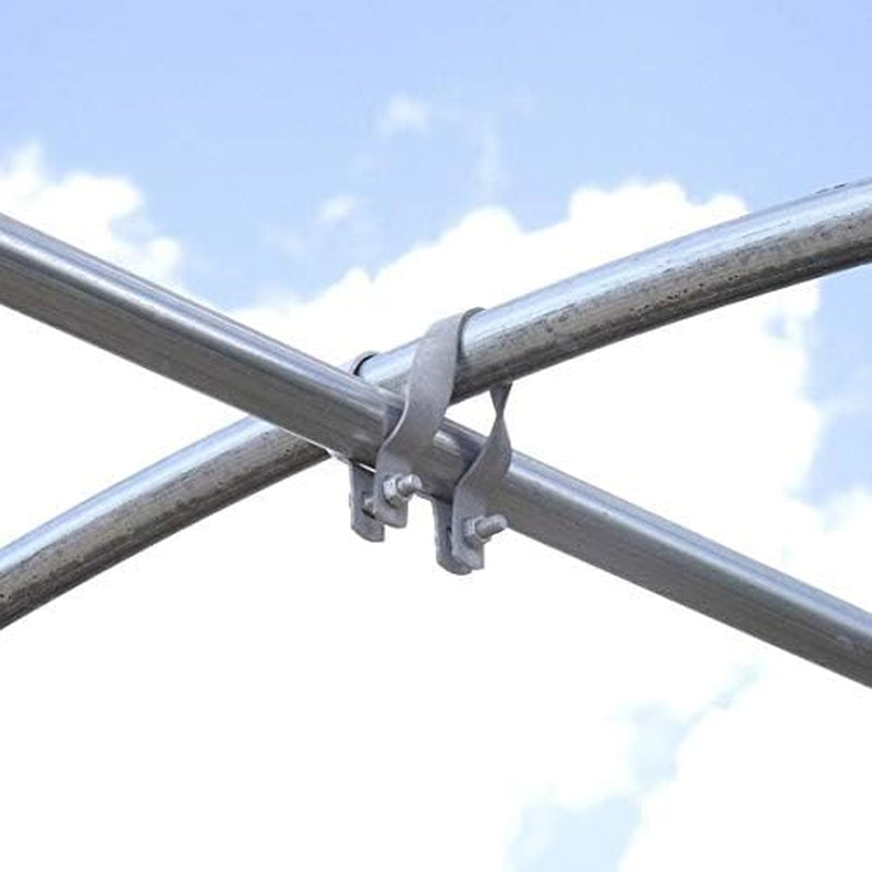 Cross-Connector (Purlin Bracket) for Greenhouse - Galvanized Steel (12 Pack W/Bolts) (1 7/8" X 1 3/8")