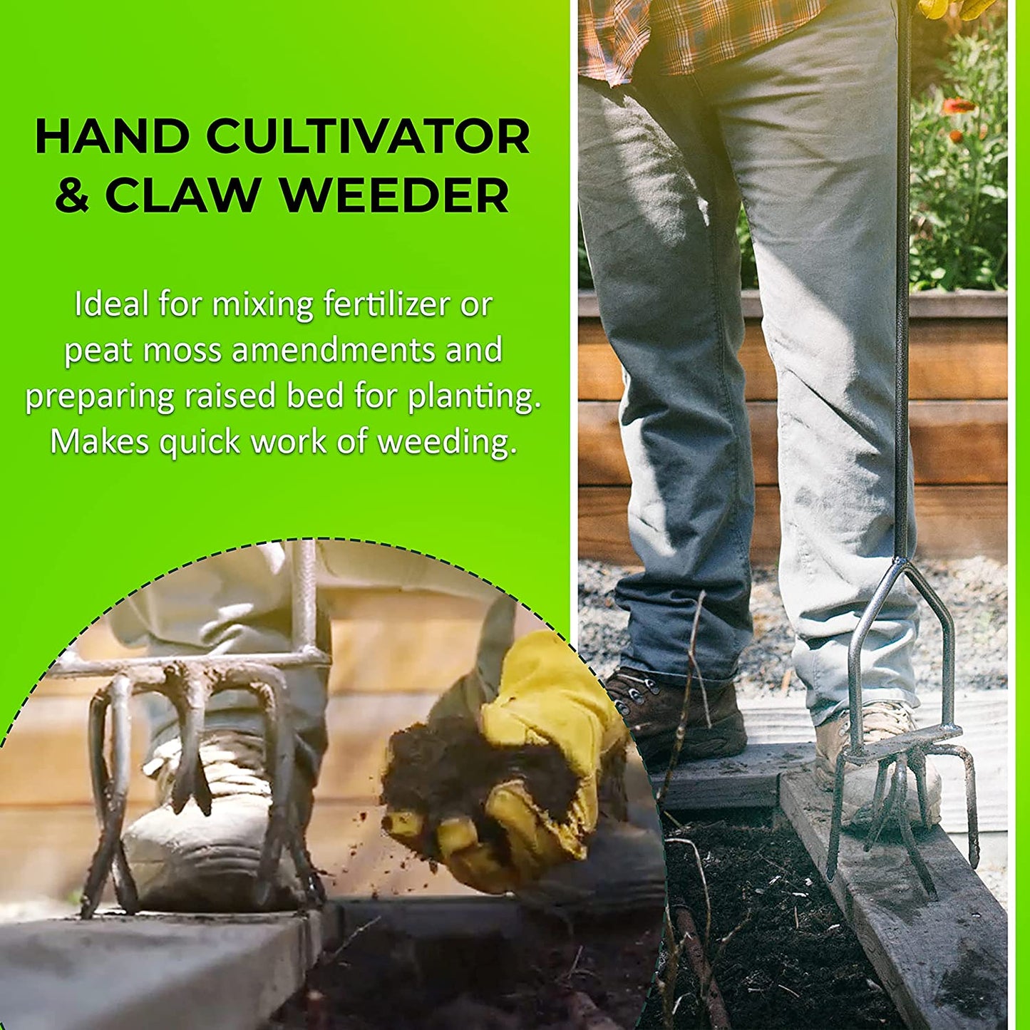 Twist Tiller Garden Cultivator & Hand Tiller Heavy Duty Garden Claw Hand Tool - ITNT-4