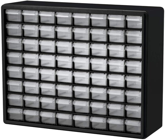 10164, 64 Drawer Plastic Parts Storage Hardware and Craft Cabinet, 20-Inch W X 6-Inch D X 16-Inch H, Black