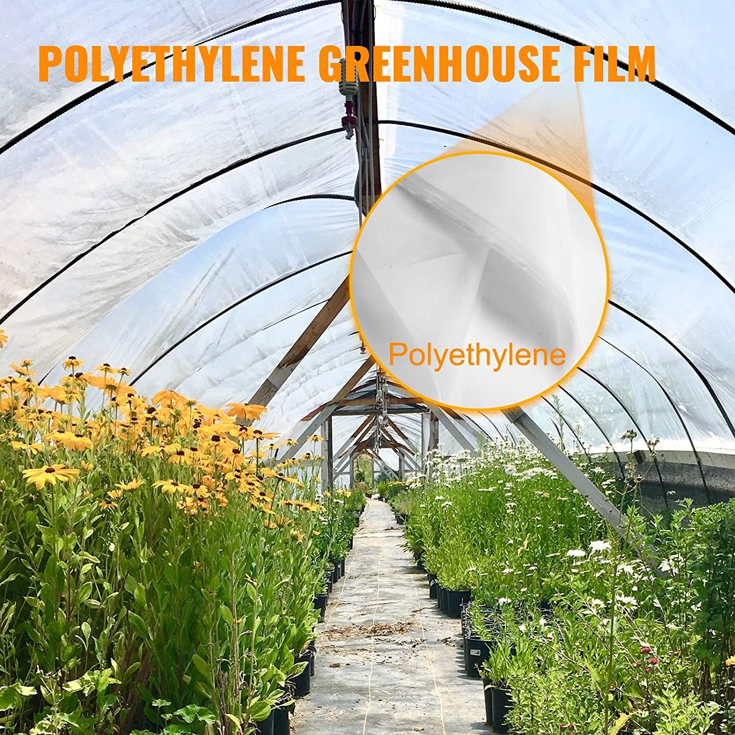 Greenhouse Film 15 X 40 Ft, Greenhouse Polyethylene Film 6 Mil Thickness, Greenhouse Plastic Greenhouse Clear Plastic Film UV Resistant, Polyethylene Film Keep Warming, Superior Strength