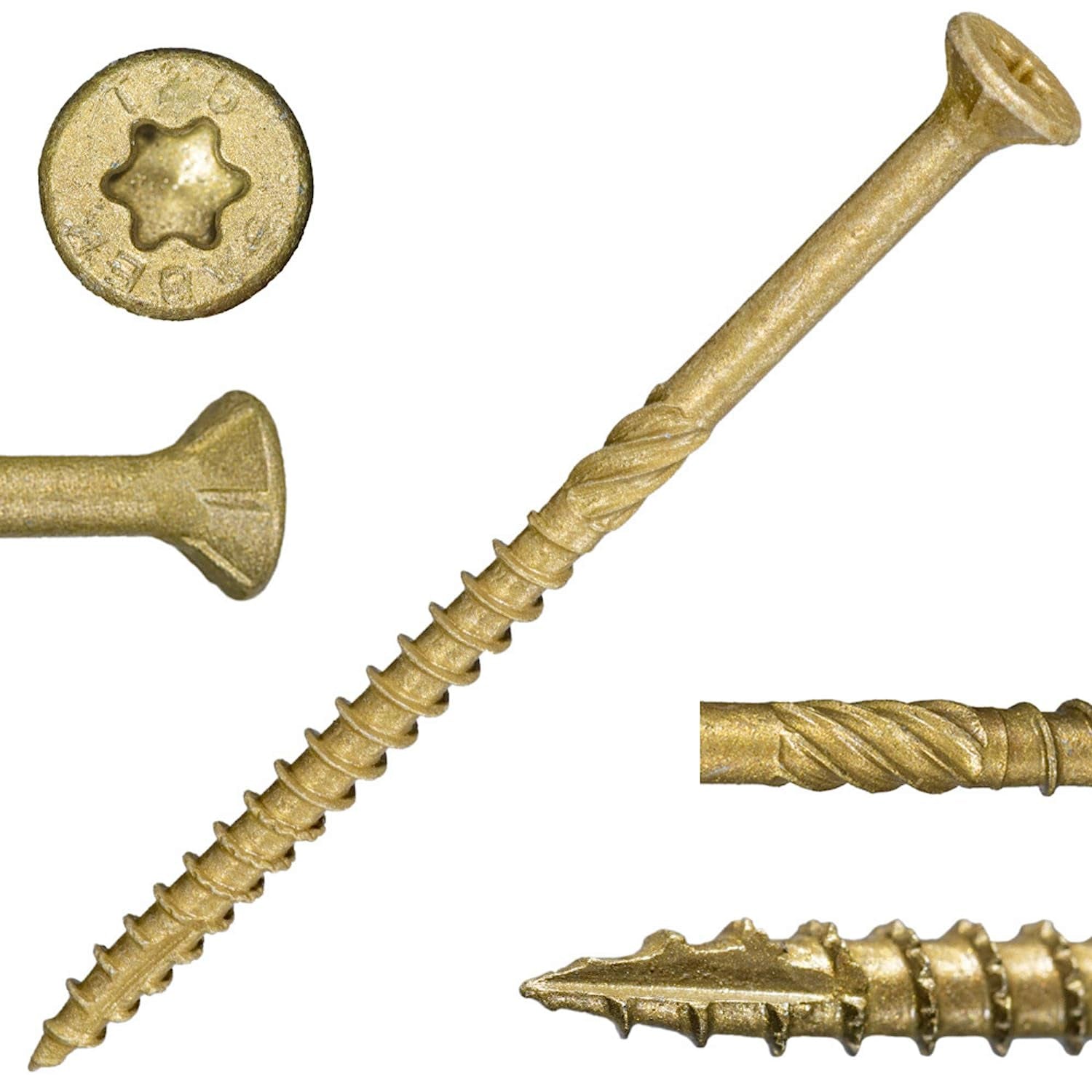 #10 X 3-1/2"  Tan XL1500 Coated Exterior Star Drive Multi-Purpose Deck Screws 25 LB, Approx. 1358 Pieces