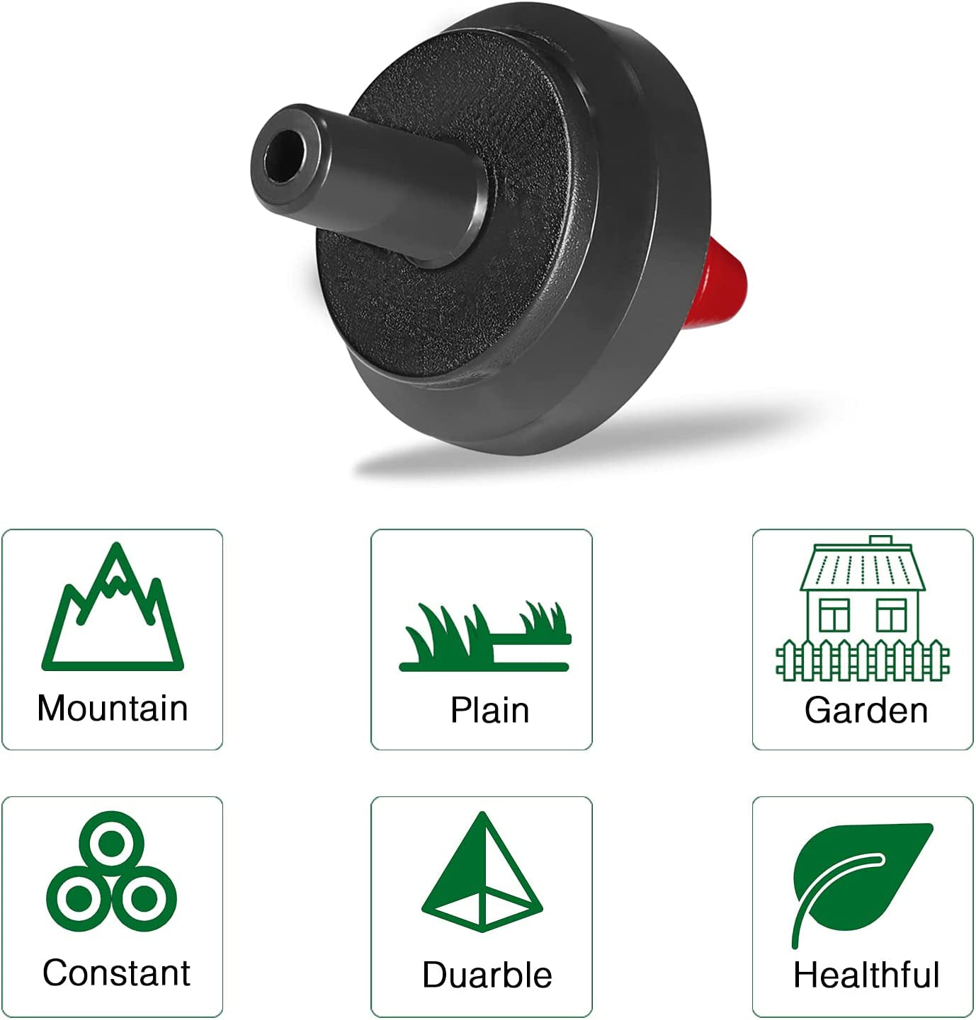 1/2 GPH Irrigation Drippers & Drip Emitters Maintain Constant Flow, 1/2 GPH Pressure Compensating Drippers, 1/2 GPH Inline Drippers & Drip Irrigation Emitters, 50 per Bag, Red/Black