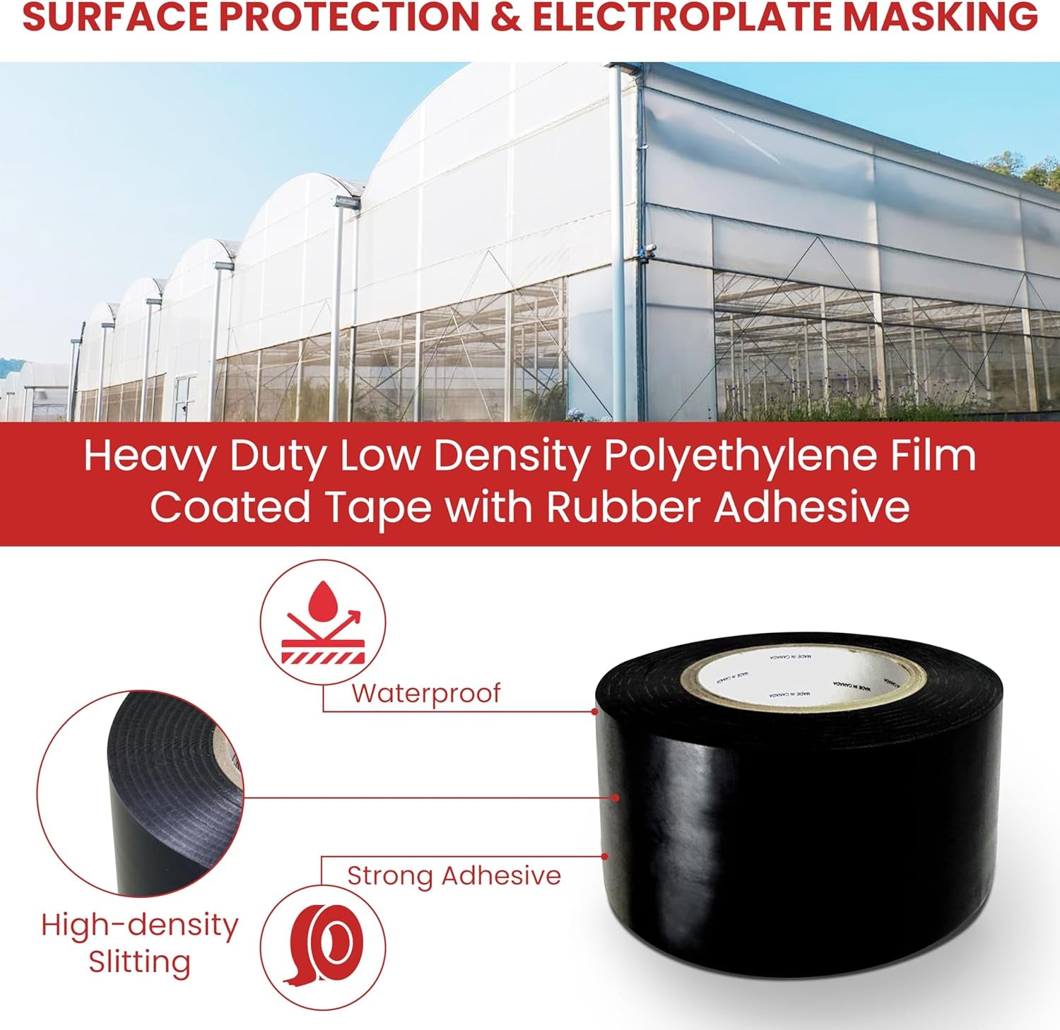 T.R.U. LDPE Heavy-Duty Greenhouse Polyethylene Repair Weatherseal Film Tape. Long Term UV Exposure Ideal for Sealing and Seaming. (Clear, 2" X 36 Yards)