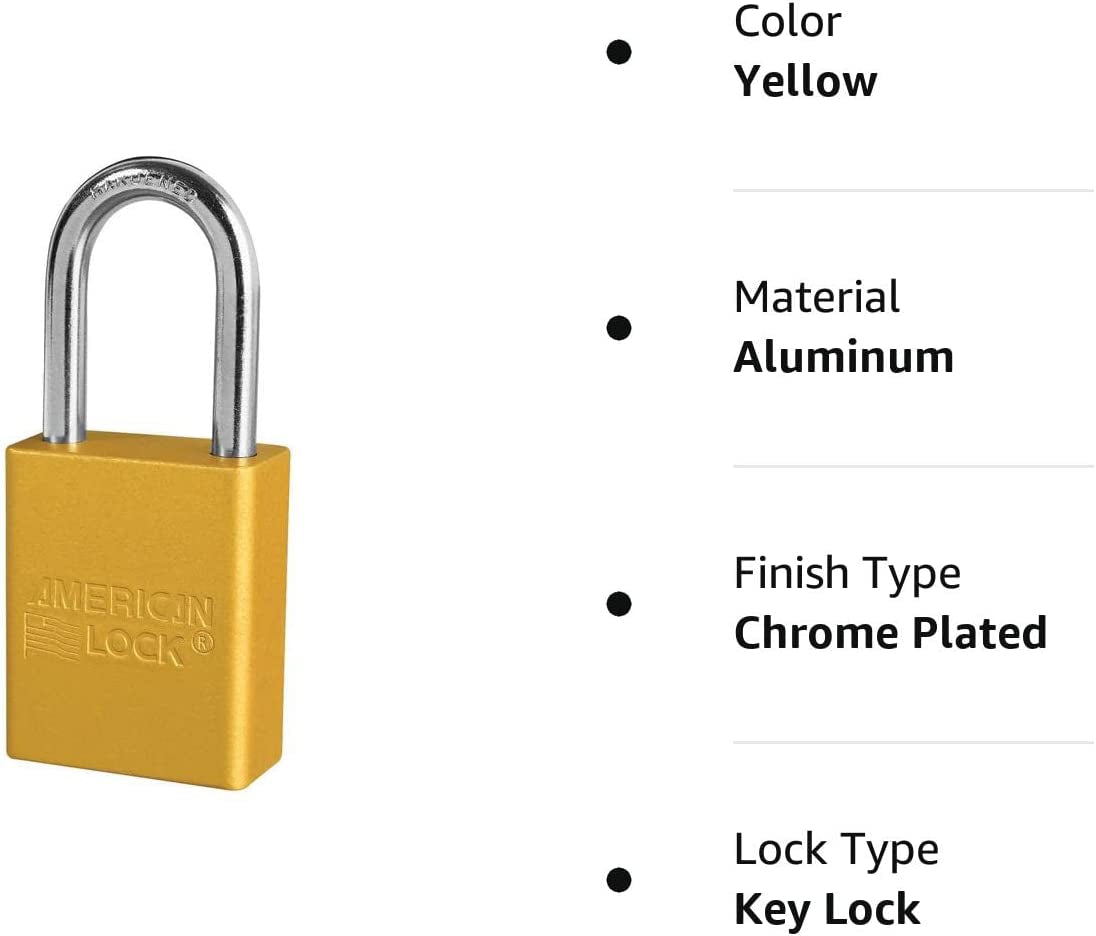 -A1106Ylw Lockout Padlock, KD, Yellow, 1/4 In. Dia.