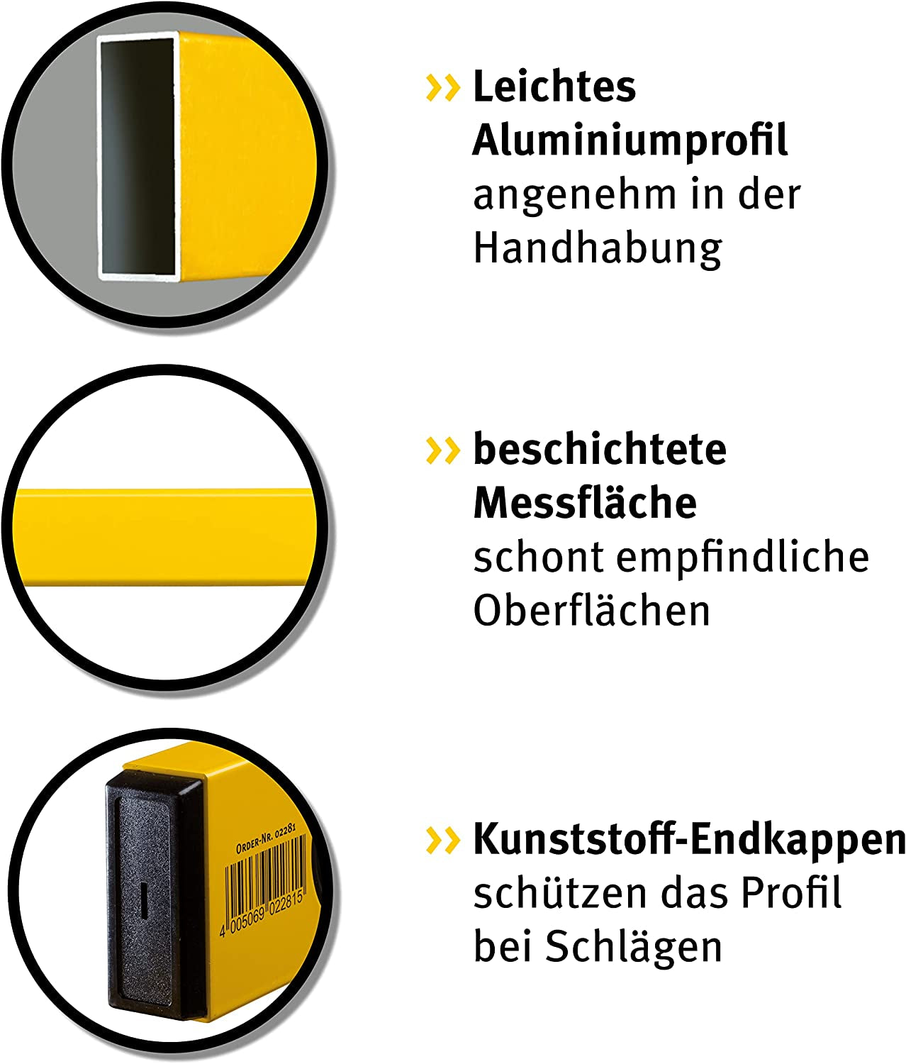 Type 70 Spirit Level, 120 Cm, Lightweight Aluminium Profile, 1 Horizontal Level, 1 Vertical Level, Made in Germany