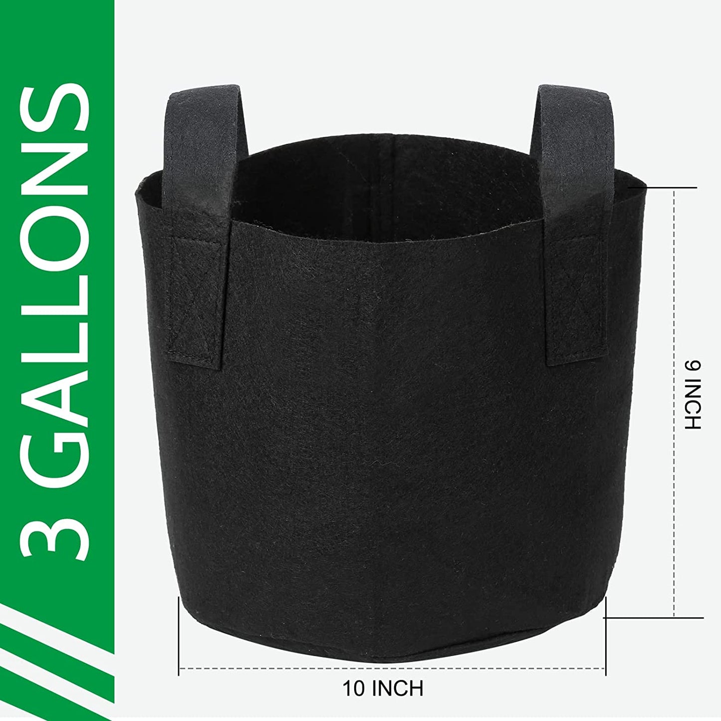 8-Pack 3 Gallon Grow Bags, Aeration Fabric Pots with Handles, Heavy Duty Thickened Nonwoven Grow Pots with 8 Pcs Plant Labels