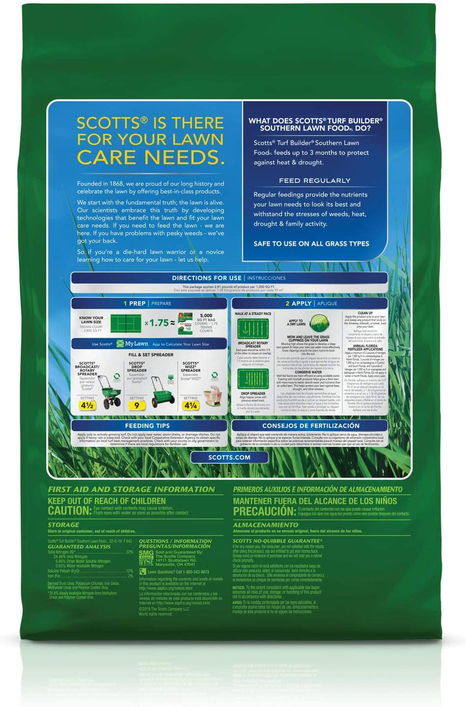 Turf Builder Southern Lawn Foodfl, Fertilizer for Any Grass Type, 5,000 Sq. Ft., 14.06 Lbs.