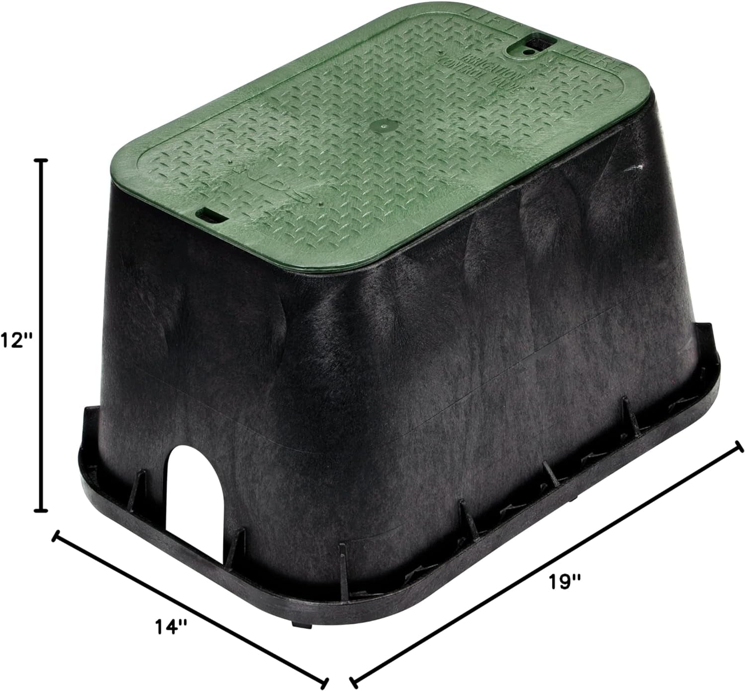 113BC 10 In. round Valve Box and Cover, 10 In. Height, Irrigation Control Valve Lettering, Black Box, Green Overlapping Cover, Black/Green