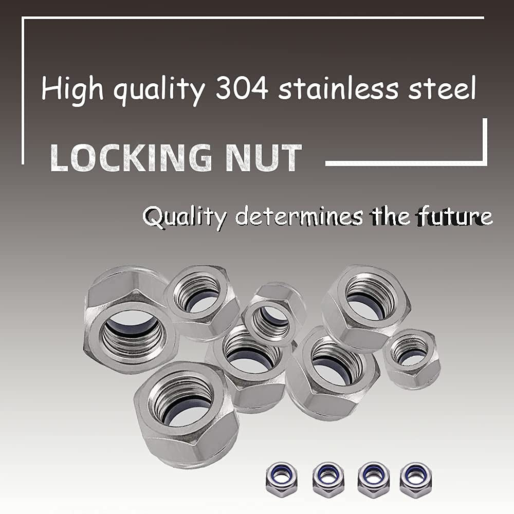 Lock Nuts M8 X 1.25Mm (30Pcs) Metric Hex Locknut, 304 18-8 Stainless Steel Nuts with Nylon Insert, Bright Finish, for Industrial and Construction Fasteners