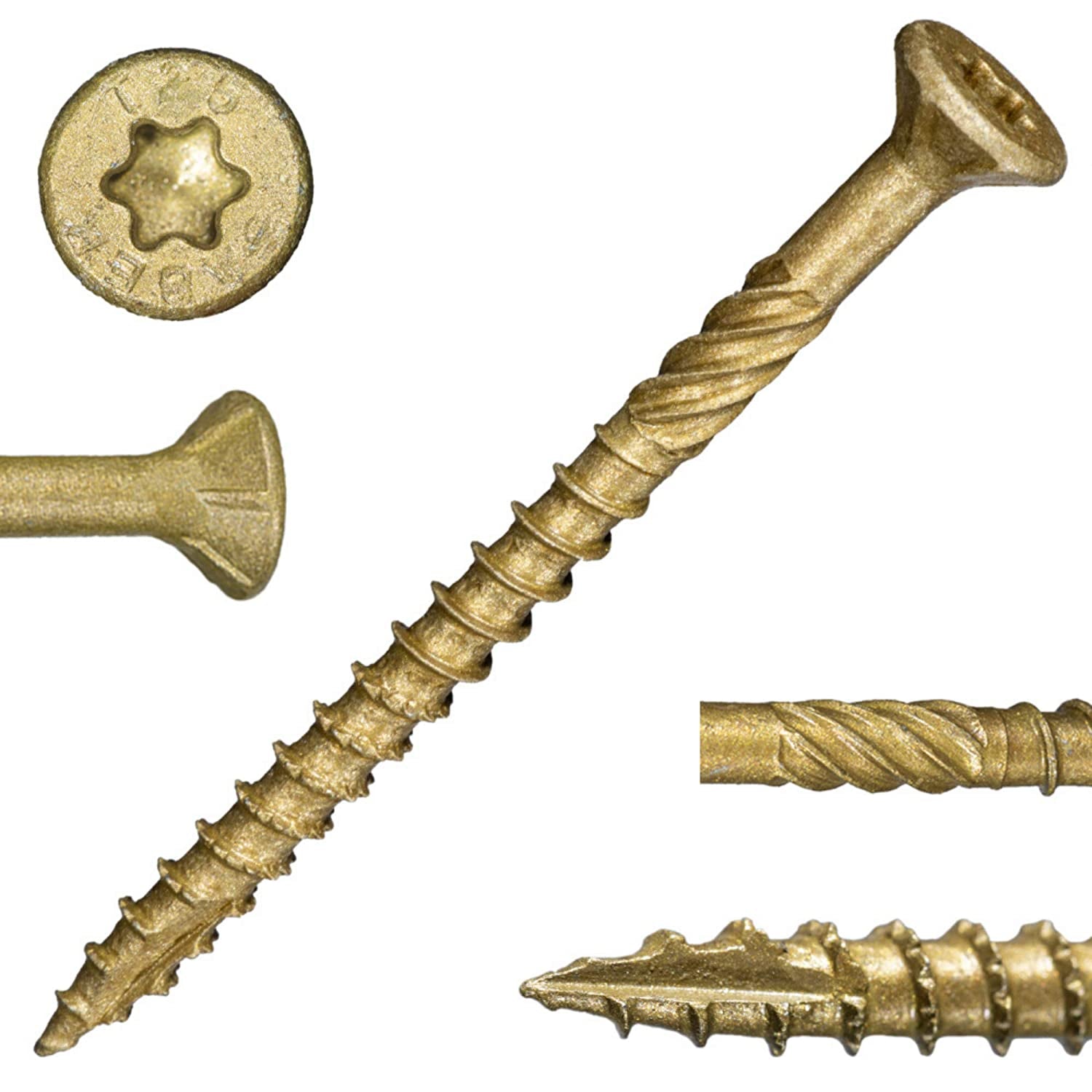 #9 X 2-1/2" tan XL1500 Coated Exterior Star Drive Multi-Purpose Deck Screws 5 LB, Approx. 439 Pieces