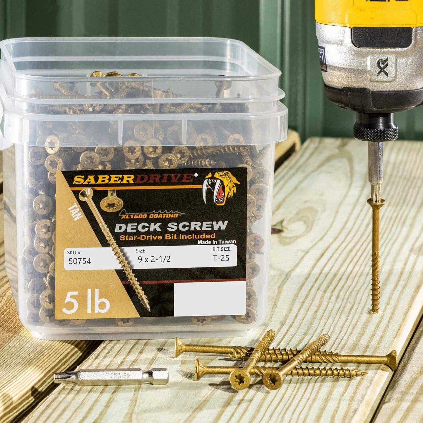 #9 X 2-1/2" tan XL1500 Coated Exterior Star Drive Multi-Purpose Deck Screws 5 LB, Approx. 439 Pieces