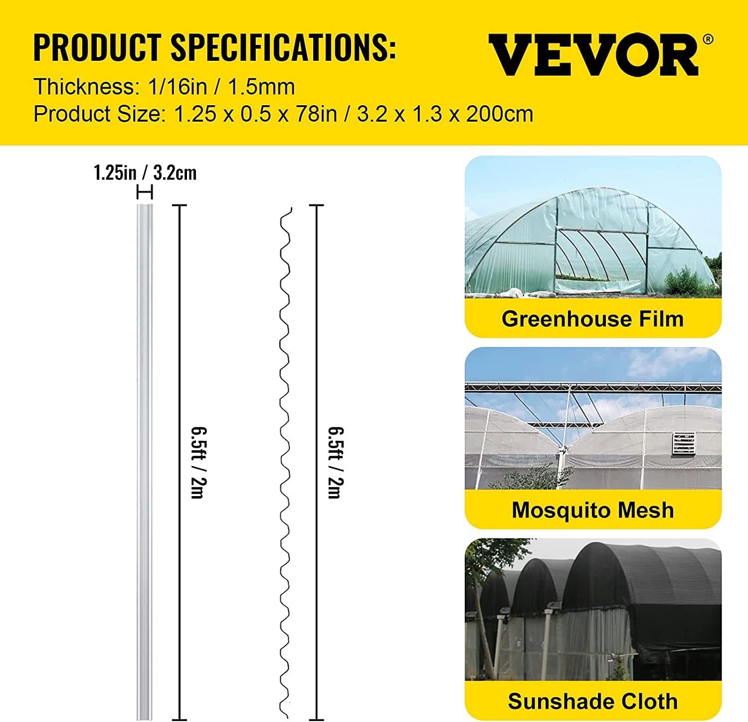 Greenhouse Spring Wire and Lock Channel 50 Packs, 6.56 Ft PE Coated Aluminum Alloy Bundle Kit, Plastic Poly Film or Shade Cloth Attachment W/Screws, Silver