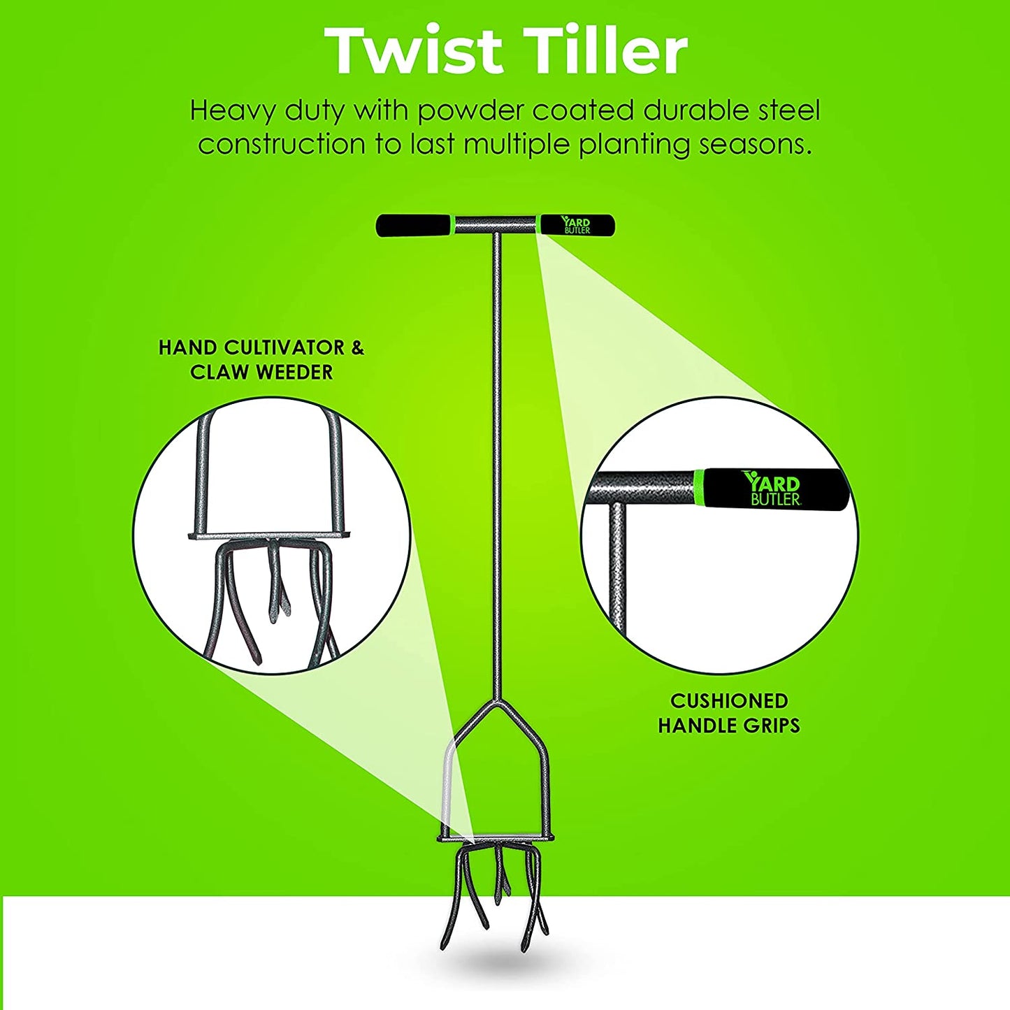 Twist Tiller Garden Cultivator & Hand Tiller Heavy Duty Garden Claw Hand Tool - ITNT-4