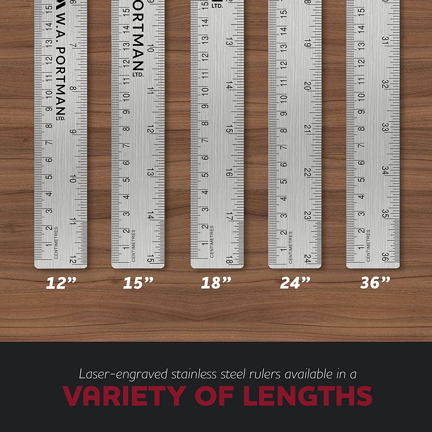 Metal Ruler 18 Inch - Stainless Steel Cork Back Metal Ruler - Premium Steel Straight Edge 18 Inch Metal Ruler - Flexible Stainless Steel Ruler - Imperial and Metric Ruler