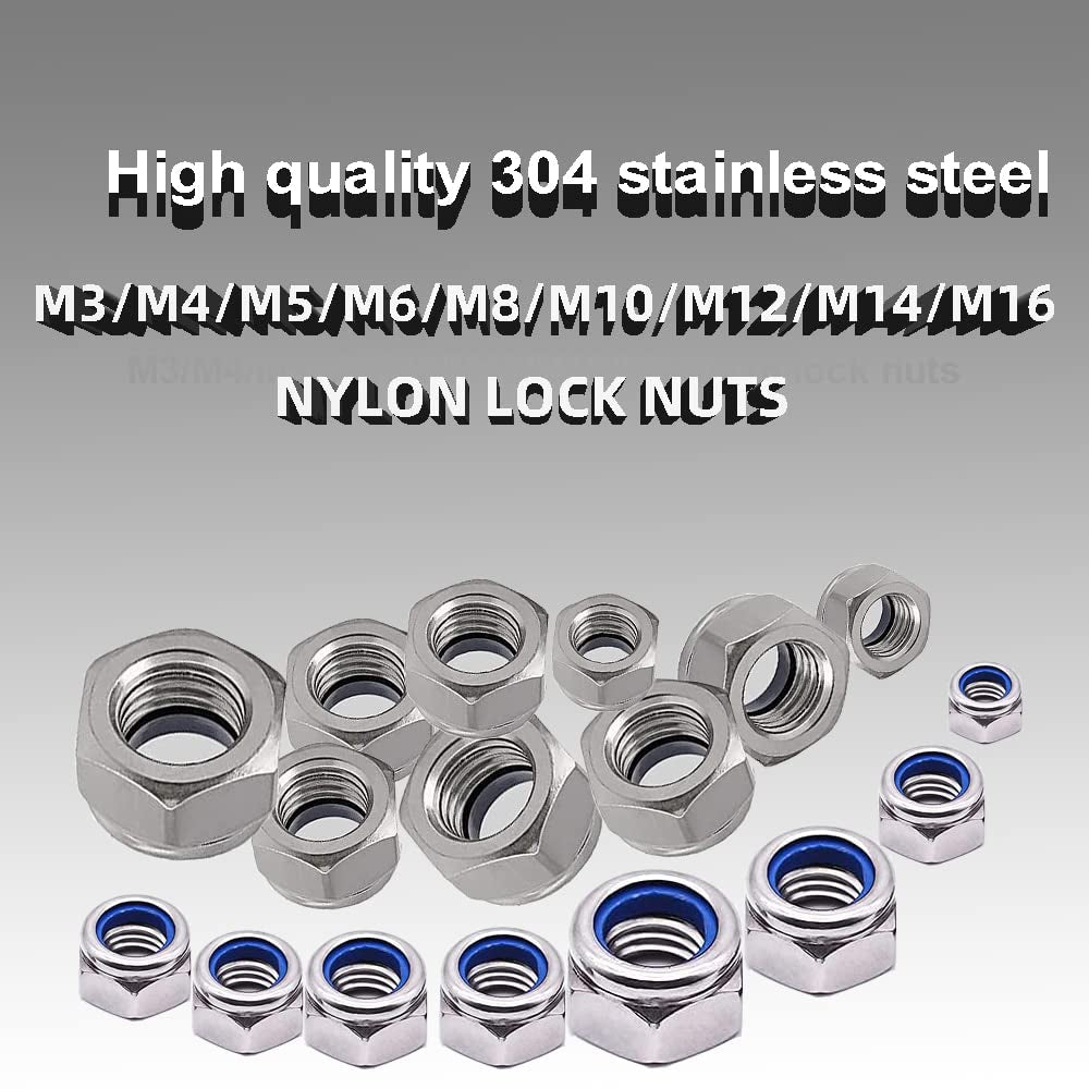 Lock Nuts M8 X 1.25Mm (30Pcs) Metric Hex Locknut, 304 18-8 Stainless Steel Nuts with Nylon Insert, Bright Finish, for Industrial and Construction Fasteners