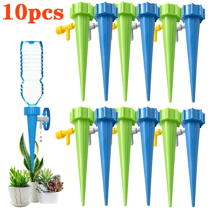 Auto Irrigation Drippers Self Plant Watering Spikes Kit with Slow-Release Control Switch for Garden Flower Plants Indoor&Outdoor